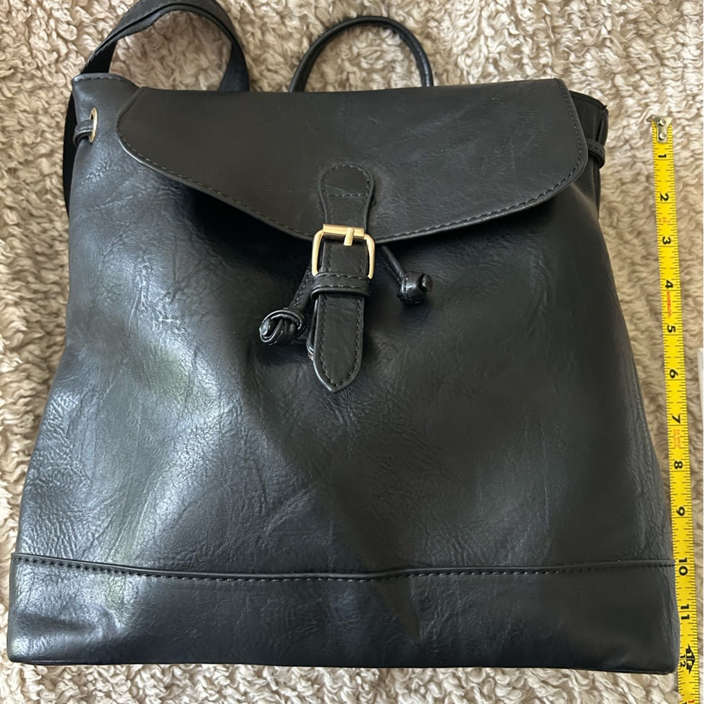 Black faux leather convertible purse